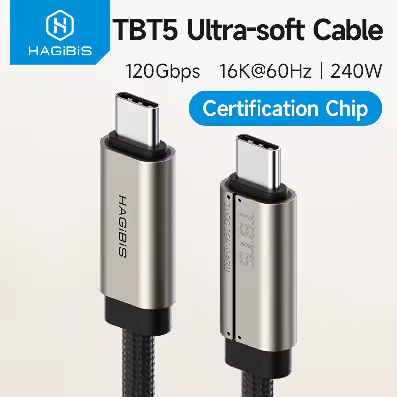 Hagibis Thunderbolt 5 สาย Super Soft USB C 120Gbps Bandwidth Boost 240W ชาร์จ 16K/8K Video Compatibl