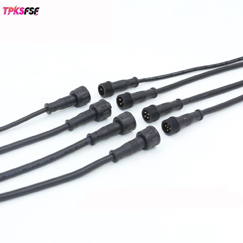 TPKSF ชายหญิง LED Connector,สายสีดํา 20 ซม.2Pin 3Pin 4Pin แจ็ค, 2Pin 3Pin 4Pin IP67 สายไฟกันน้ํา LED