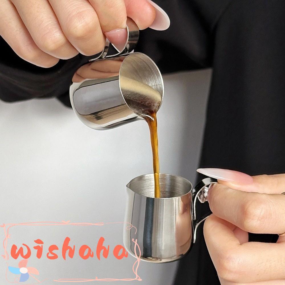 WISHAHA 10/30ml เหยือก Frother, สแตนเลสมินินม Frothing เหยือก, Latte Art การวัดที่ทนทานเครื่องหมายกาแฟนม Frother ชงกาแฟ