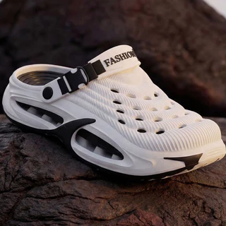 ASHALI ผู้ชายฤดูร้อน Breathable Anti-Slip Toe-Covered รองเท้าแตะกลางแจ้งสวมใส่ยาง Sole กีฬาชายหาดกันกระแทก S