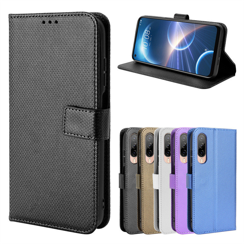 เหมาะสําหรับ HTC Desire 22 Pro Phone Case Flip HTC D22 Pro Phone Leather Case Card Diamond Pattern