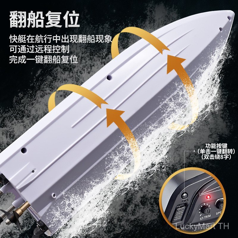 HJ808 รีโมทคอนโทรล Speedboat 2.4G รีโมทคอนโทรลของเล่นน้ําแสงเด็กกันน้ําความเร็วสูงเรือแข่งรุ่น INST