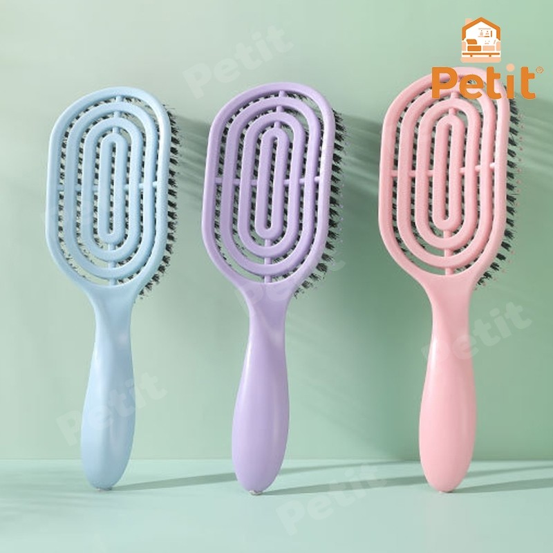 หวีผมขนหมูป่า แปรงหวีผม ลดผมพันกัน นวดศีรษะ ด้าม ABS ขนไนลอน ป้องกันไฟฟ้าสถิตย์ - รูปที่ 3