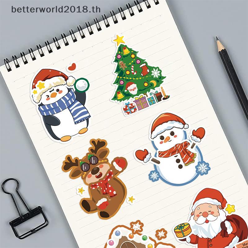 [bet] 16pcs สติกเกอร์ปริศนาคริสต์มาส Make A Face Santa Claus DIY กันน้ําเด็กจิ๊กซอว์เกมสติกเกอร์เด็ก