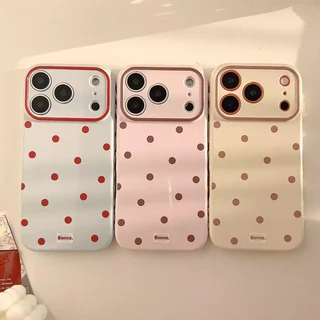 สําหรับ IPhone 17 Air 16 15 14 13 12 11 Pro Max X XR XS Max 7 8 Plus น่ารักสีสัน Polka Dot คู่ Full-covered ป้องกันการล่มสลายเคสโทรศัพท์ปกอ่อน