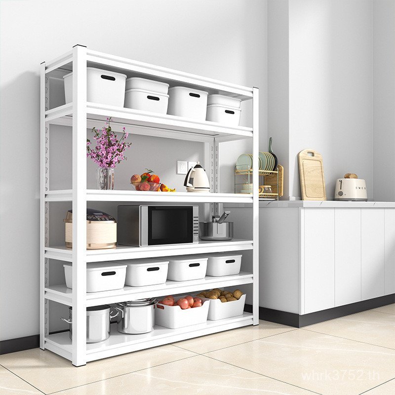 ระเบียงโกดังสีขาวในครัวเรือนหลายชั้นคอลัมน์ตั้งพื้น ทั้งหมด-ใน-หนึ่ง ชั้นวางซูเปอร์มาร์เก็ตจัดเก็บโก