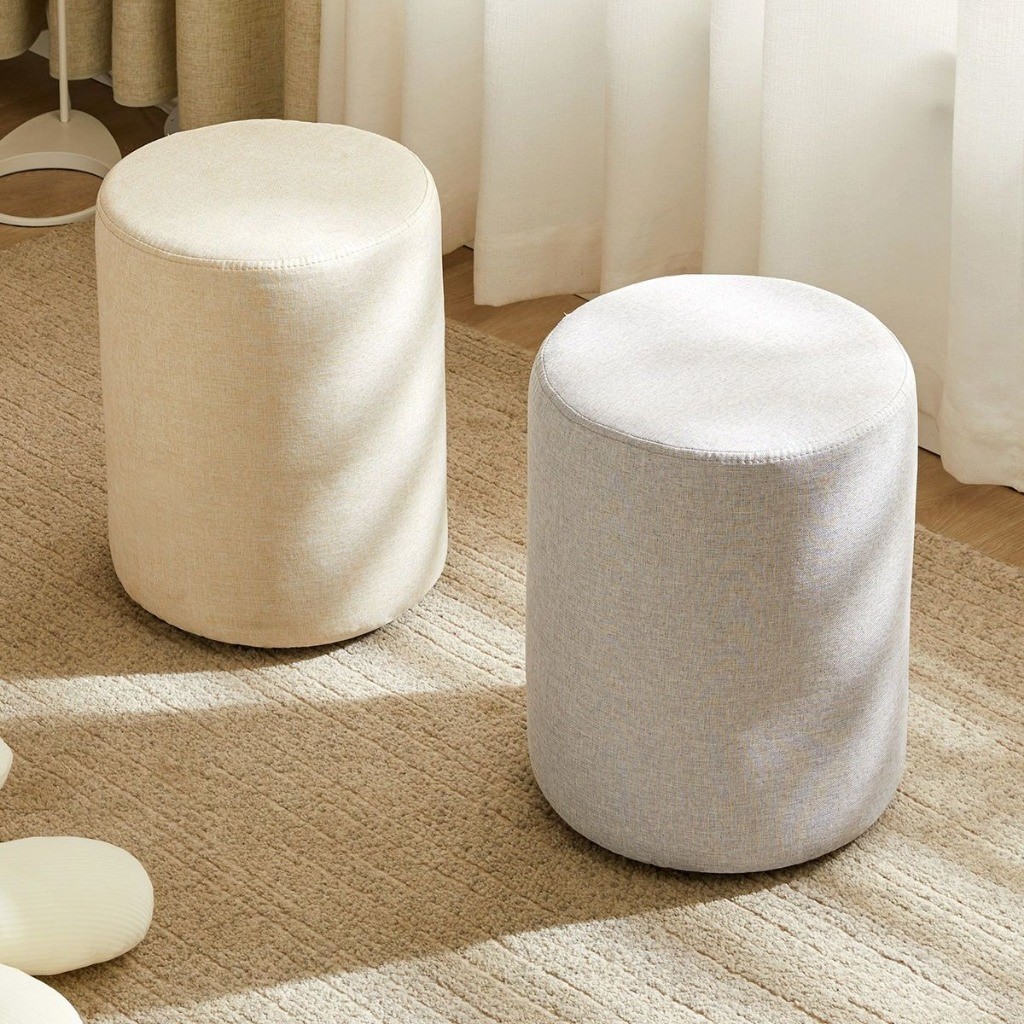 Fabric Small Stool Round Column Sofa Stool Coffee Table Stool Home Shoe Changing Stool Bench Small F
