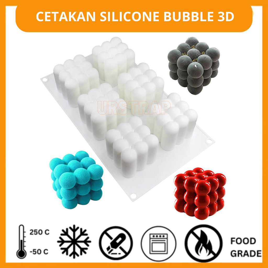 LILIN 3D Silicone Bubble Cube Mold แม่พิมพ์ซิลิโคน Bubble Cube สําหรับสบู่เทียนเค้ก Etc.