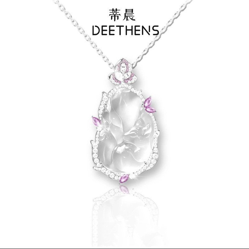 สร้อยคอน้ำหยกสีขาวดีไซน์เหมือนฟักxorยุโรป สไตล์หรูหราและเหมาะกับทุกโอกาส TXA9