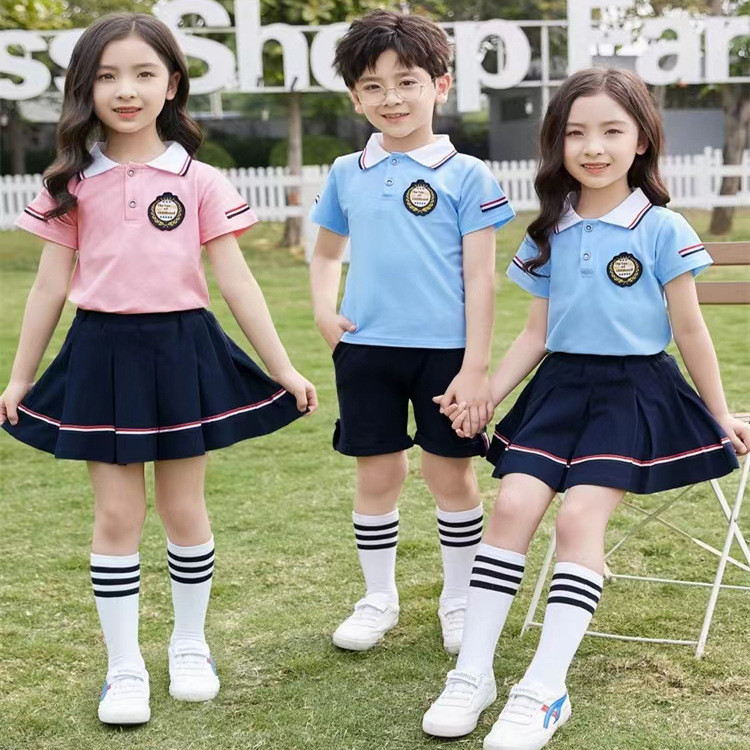 好物推荐幼儿园园服夏季六一表演服棉质小学生校服班服运动英伦风套装Kindergarten Clothing Summer June 1 Performance Clothing Cotton Smal