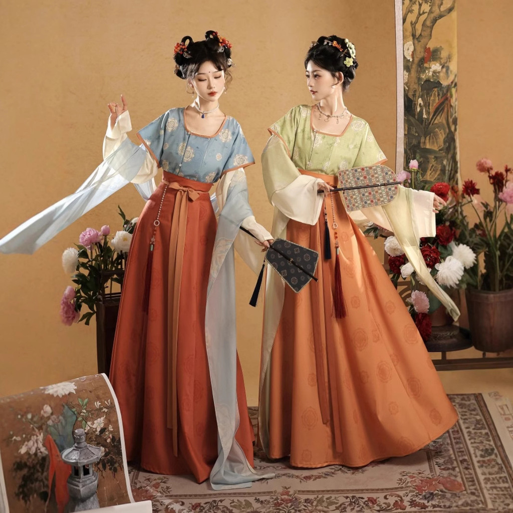 แปดHanfuเดิมฤดูใบไม้ผลิฤดูร้อนTang Menghuaผู้หญิง] Made in Tang Po Tang [กระโปรงยาวเอวRobeชุดเสื้อคอ