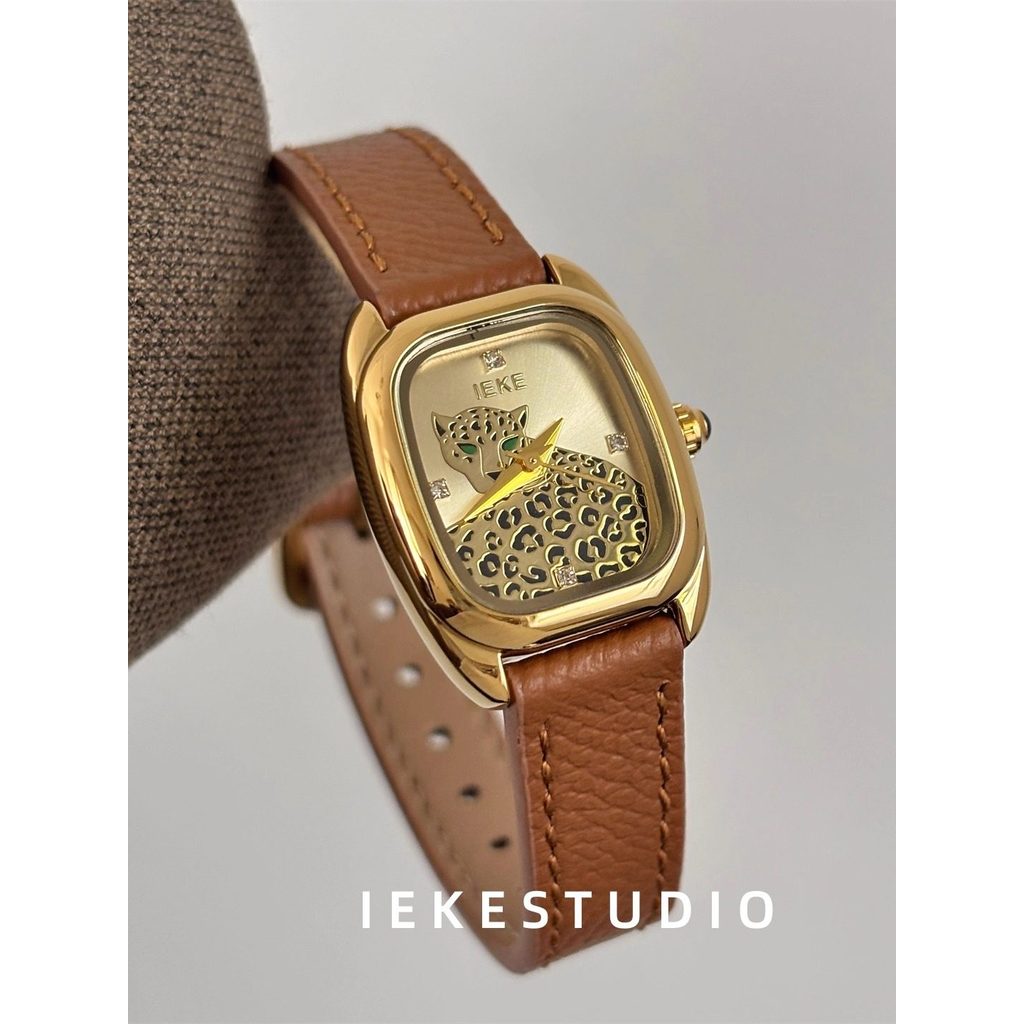 watch นาฬิกาเข็ม การออกแบบเฉพาะของ IEKE นาฬิกาเสือดาวและเสือดาวสไตล์ยุคกลางสำหรับผู้หญิงนาฬิกาหรูหรา