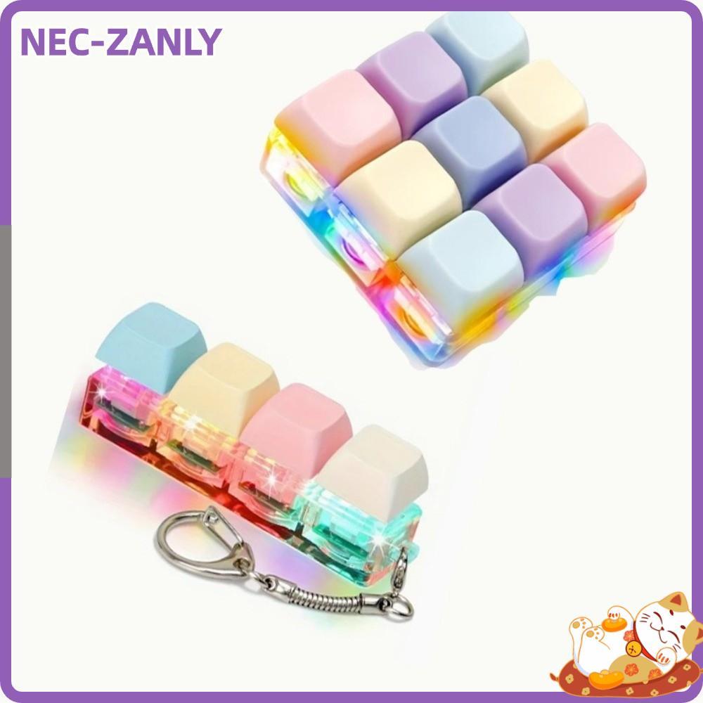 NEC-ZANLY Fidget พวงกุญแจ, DIY คีย์บอร์ดปุ่มกดนิ้วคีย์บอร์ด, ปุ่ม 2/4/9 คีย์ผ่านเวลาหยิกของเล่นเด็ก