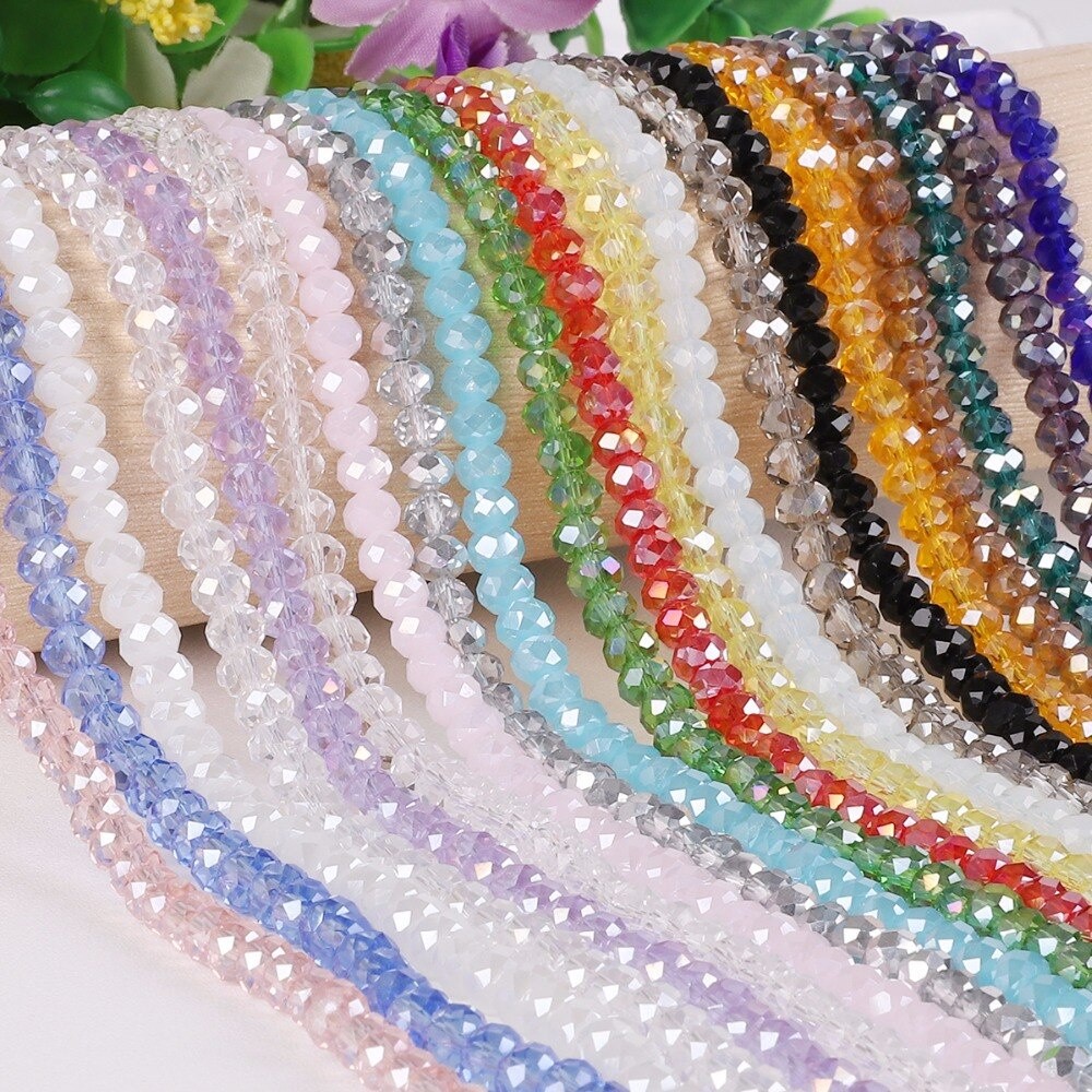 2 3 4 6 8 มม.หลายสีคริสตัลลูกปัดตัดเหลี่ยมเพชรพลอยรอบแก้วลูกปัดสําหรับเครื่องประดับทํา ทําเอง สร้อยข้อมือสร้อยคอ