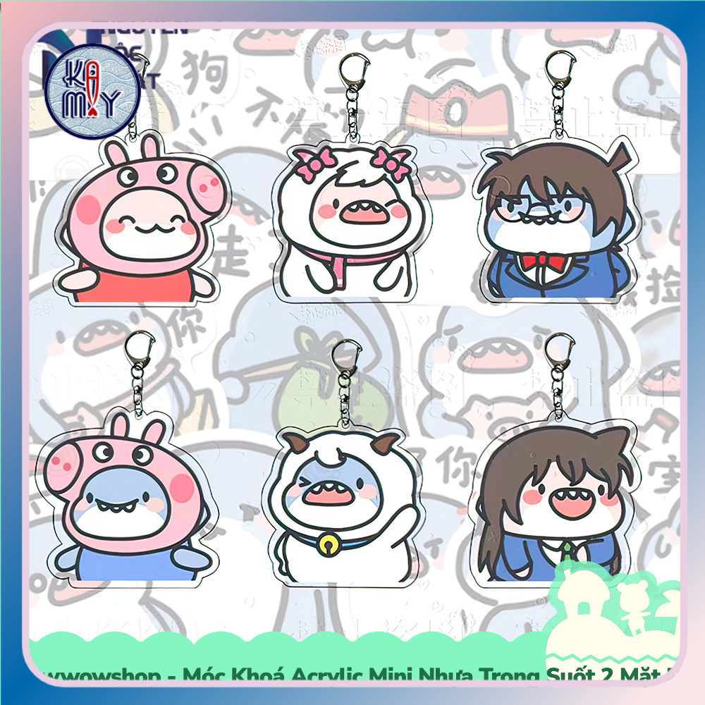[มีจําหน่ายในเวียดนาม-ด่วน] พวงกุญแจพลาสติกอะคริลิคใสขนาดเล็ก 2 ด้านการ์ตูนสไตล์ตัวละครฉลามคอสเพลย์ต