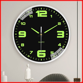 นาฬิกาแขวนผนังเรืองแสง ทรงกลมติดผนัง เลขสว่างตอนกลางคืน เดิน…