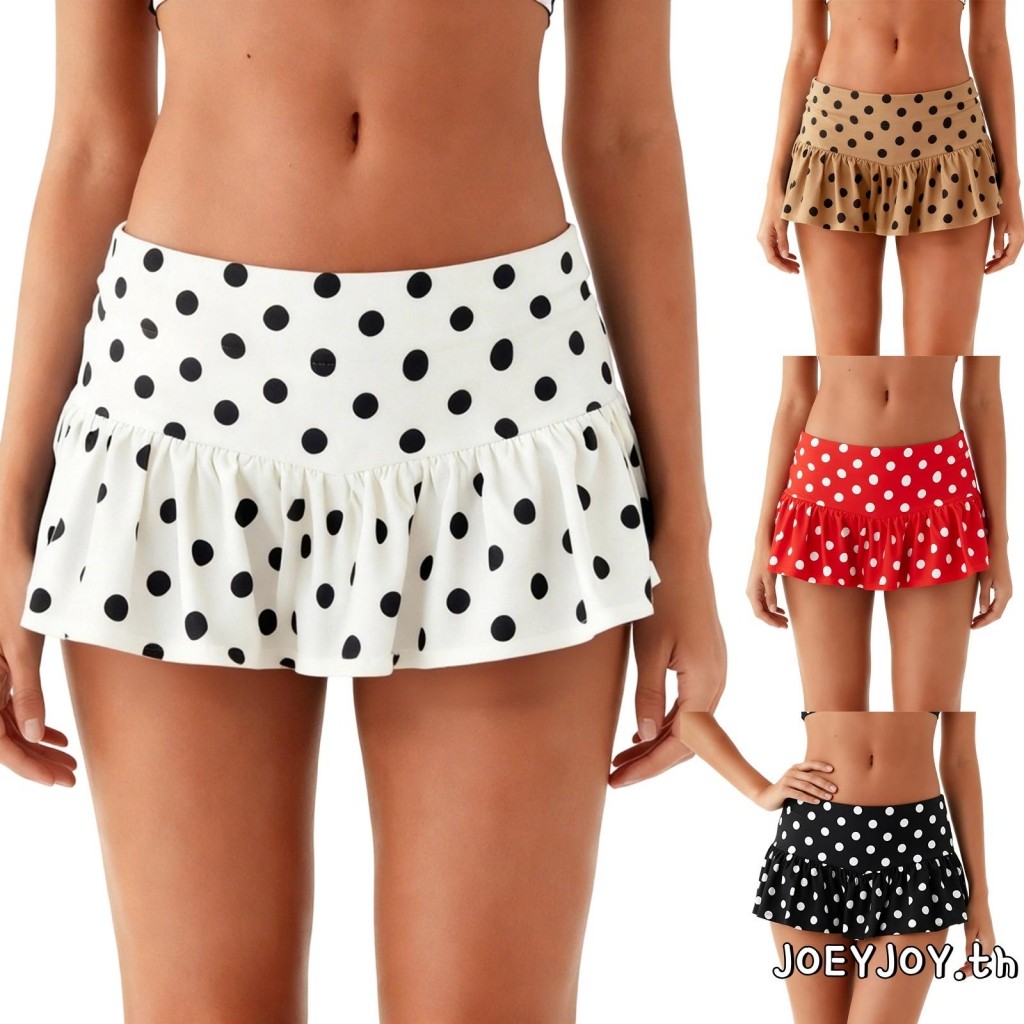 กระโปรง-mini ลายจุด สไตล์น่ารัก สำหรับผู้หญิง ในสไตล์ซัมเมอร์และบีช - รูปที่ 3