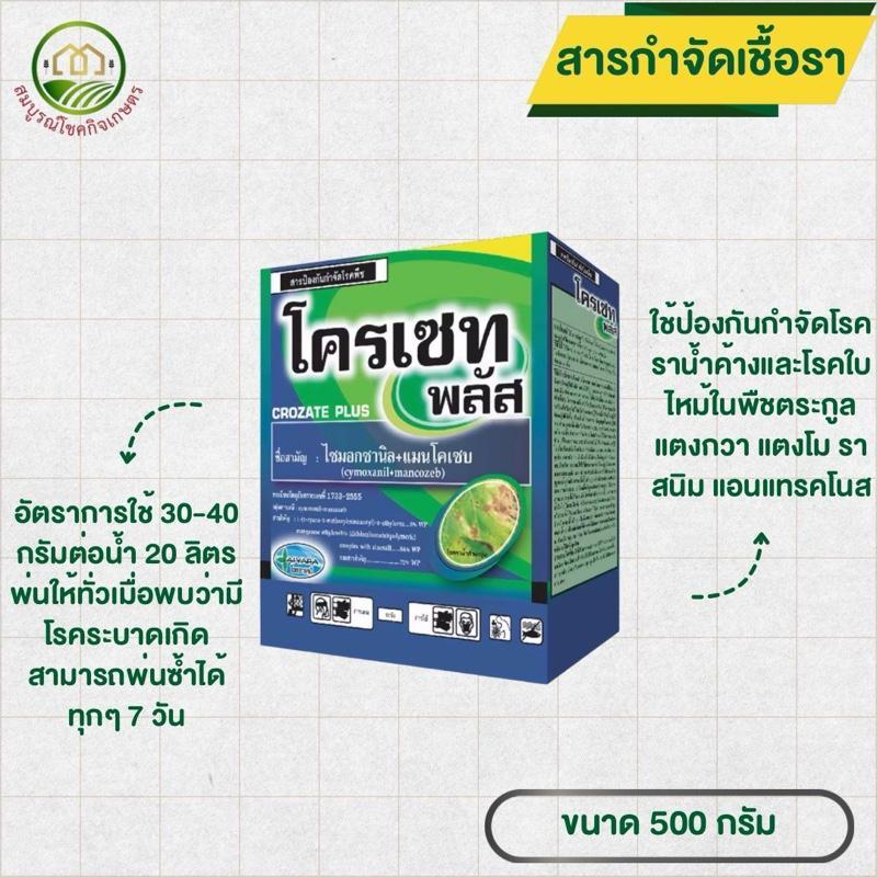 โครเซทพลัส 500 กรัม สารป้องกันกำจัดเชื้อราในพืชล้มลุก ราน้ำค้างในแตงร้าน แตงกวา ราสนิมในผัก ใบจุด ใบขีด ใบไหม้