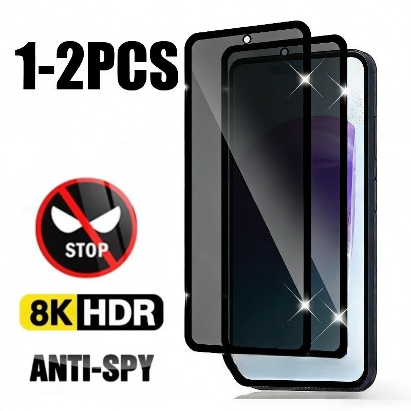 1-2 ชิ้นความเป็นส่วนตัวสีดําขอบกระจกนิรภัยสําหรับ vivo Y39 Y38 Y37 Y37Pro 5G Anti-Shock Screen Prote