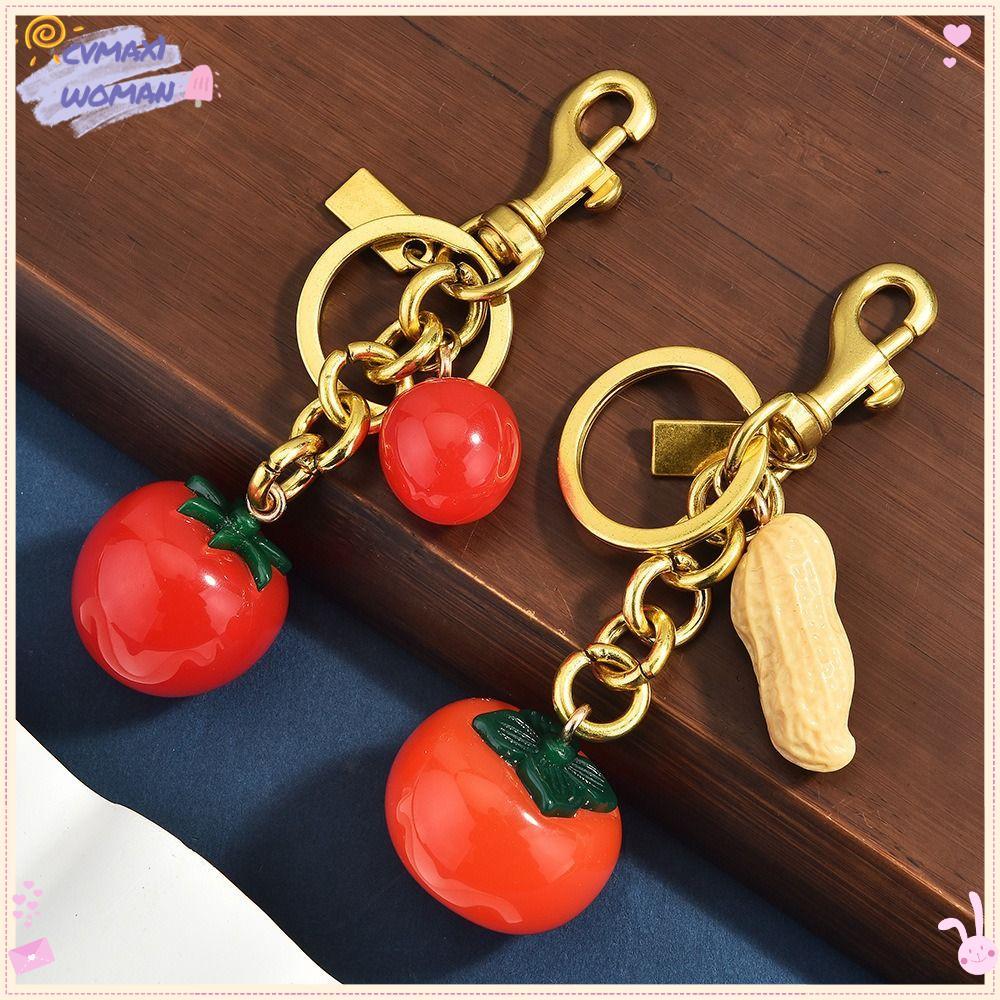 พวงกุญแจผลไม้ CMX แบบจี้ถุงถั่วลิสงลูกพลับ สร้อยคอสไตล์ทันสมัยสำหรับกุญแจรถ