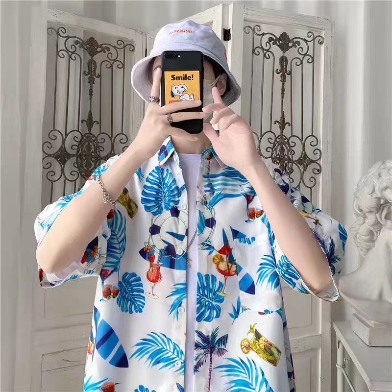 เสื้อฮาวาย สินค้ามาใหม่ hawaii สำหรับผู้ชาย ผ้านิ่มขึ้น สไตล์เกาหลีมาแรงฮาวายสไตล์เกาหลีเสื้อเชิ้ตแนวเกาหลีพร้อมส่ง