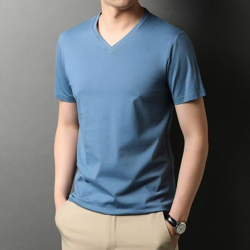 เสื้อยืดคอวีผู้ชาย น้ำหนักเบาทึบ อากาศถ่ายเทสะดวก