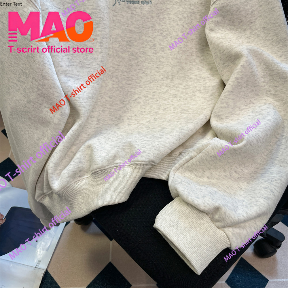 COD✅ (จัดส่งในกรุงเทพฯ) MAO Shop  หมาเฉพาะกลุ่มเย็บปักถักร้อย Hoodless เสื้อกันหนาวหลวมพอดีวินเทจน่ารักด้านบน - รูปที่ 3