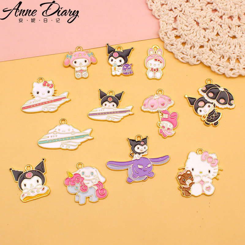 อุปกรณ์เสริมสุนัข แบบการ์ตูน DIY โลหะผสม melody หูใหญ่ พร้อมต่างหู สร้อยคอ และจี้ เพื่อการทำด้วยมือ