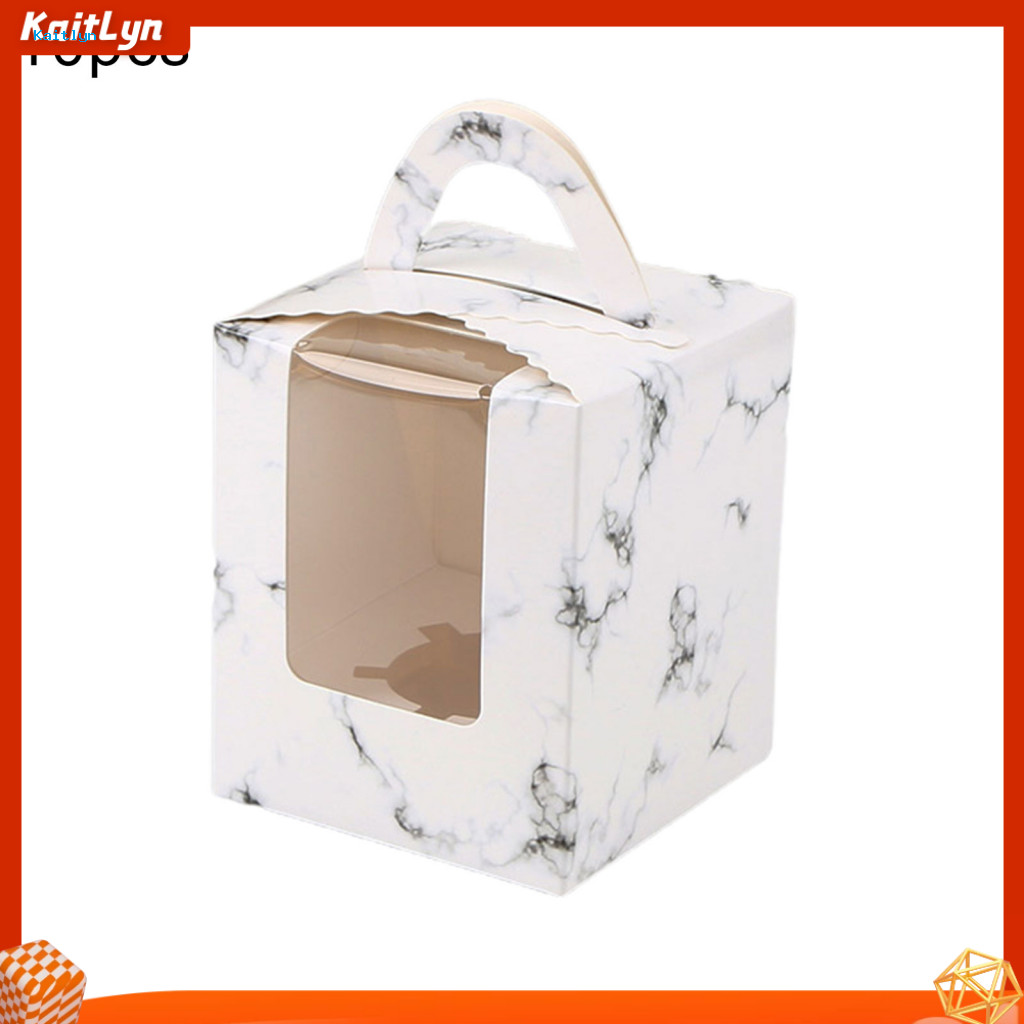 <Kaitlyn> 10 ชิ้น 1 ตําแหน่ง Handhold Cupcake Muffin Mousse Paper Packing Box Container