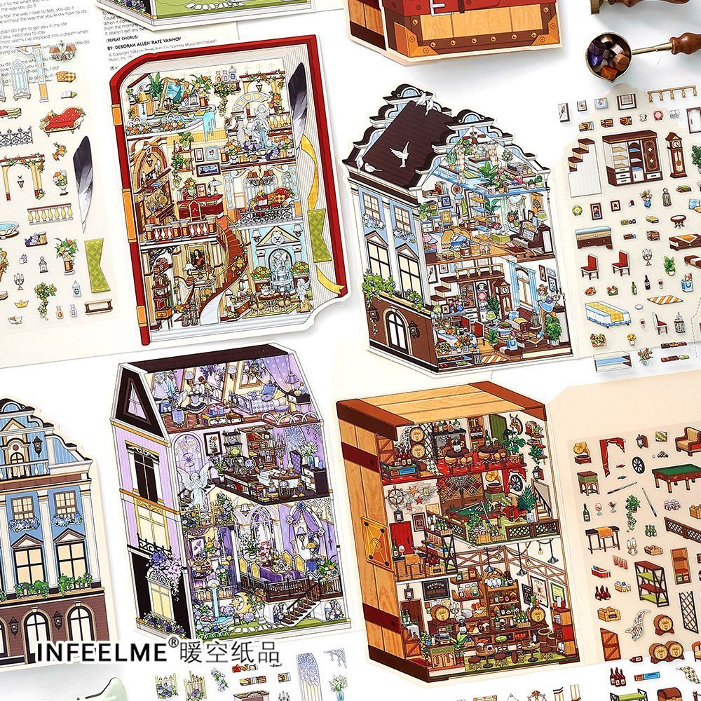Idako [My Cabin No. 19 Series] สติ๊กเกอร์ภูมิทัศน์ 2.5D ห้องโดยสารแฮนด์เมดพับ SS795