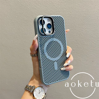 ตาข่ายกระจายความร้อนวงเล็บโลหะระบายอากาศเคสโทรศัพท์แม่เหล็กเหมาะสําหรับ ไอโฟน 11 12 13 14 15 16 มือโปร สูงสุด รวมทุกอย่างซิลิโคนป้องกันการตกปกแข็ง
