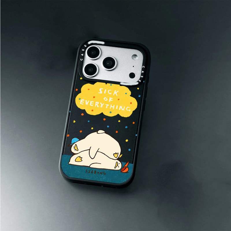 CASECASE X Sick of Everything Case White Camera Ring Edition Matte Black Hard Magnetic Vacuum Impact