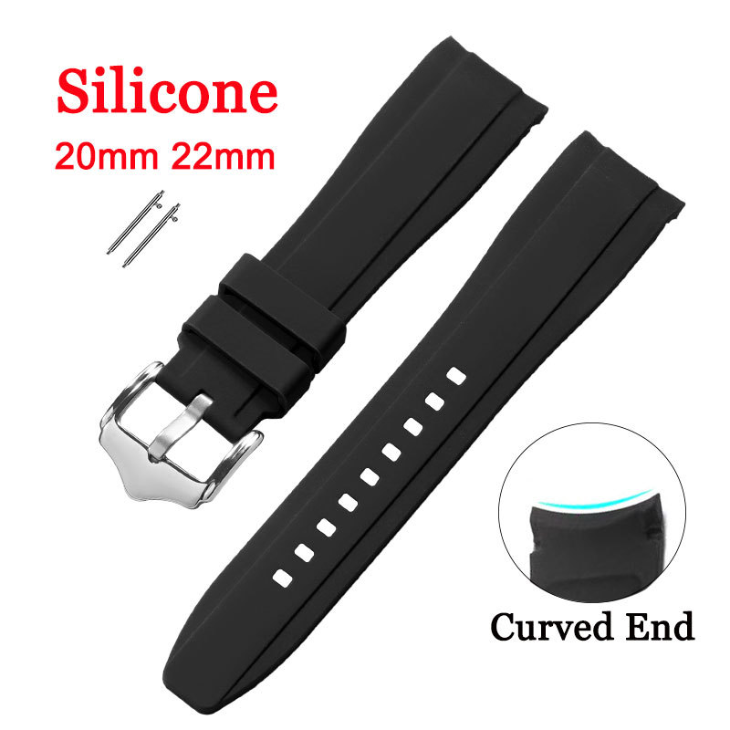 ปลายโค้งสายนาฬิกาซิลิโคนยางนาฬิกา 20 มม.22 มม.สร้อยข้อมือสําหรับ Seiko Diver Diving WatchBand ผู้ชายผู้หญิงข้อมือเข็มขัดสายรัดข้อมือกีฬาฤดูใบไม้ผลิบาร์ชุดซ่อมเครื่องมือกําจัด