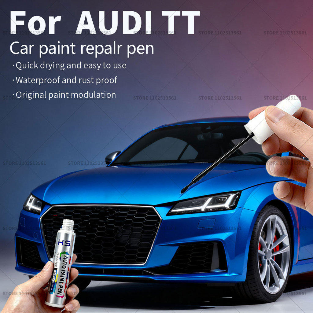 สําหรับ AUDI TT รถซ่อมสีปากกา Touch Up Scratch Remover DIY อุปกรณ์รถยนต์สีขาว LS9R เงิน LX7W สีฟ้า L