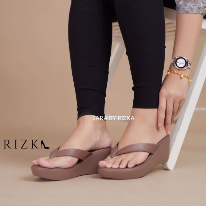MC1 RIZKA SARA Wedges Heels รองเท้าผู้หญิง Kasut Tinggi Perempuan Wanita Wedges ผู้หญิง