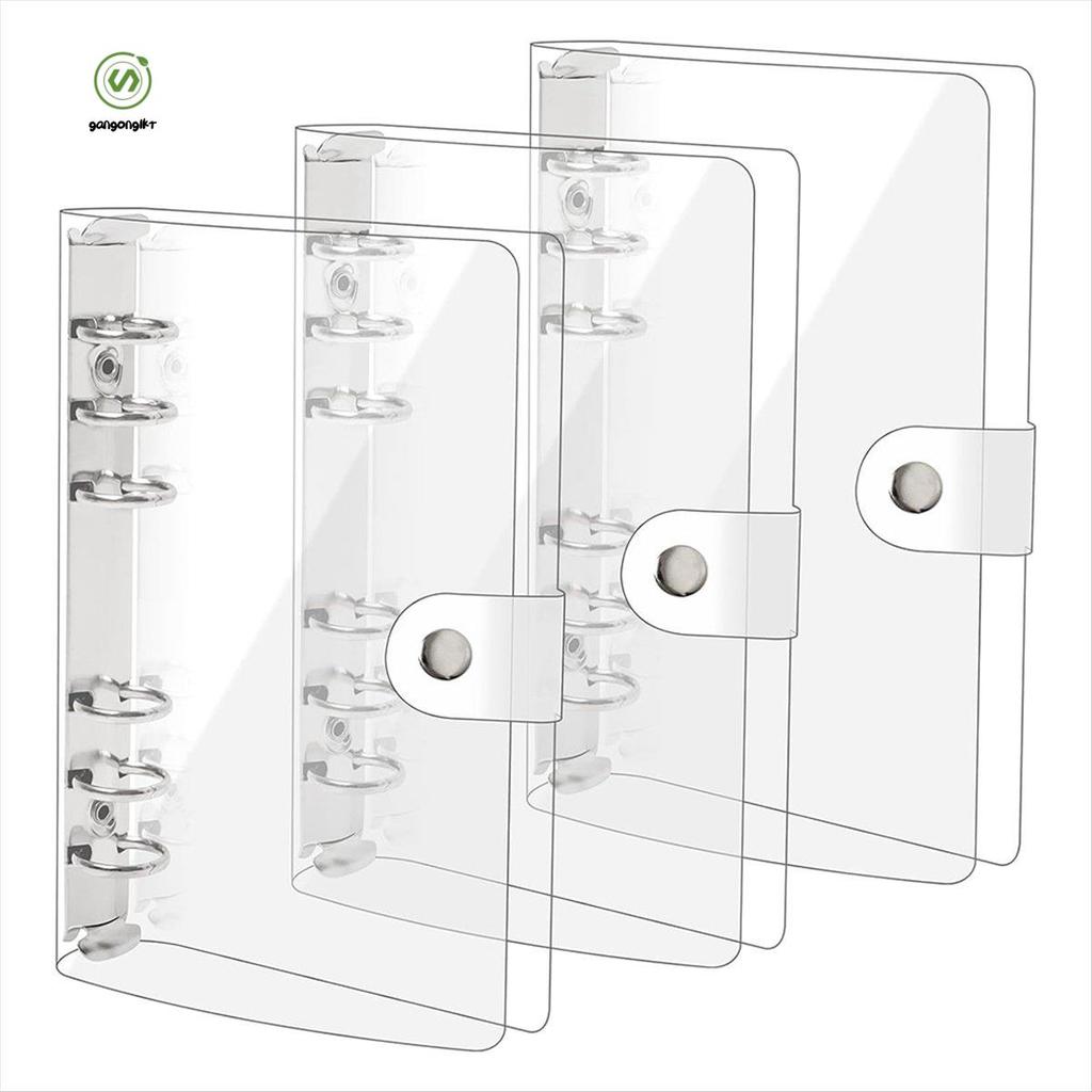 [gangong1kr]3 แพ็ค A6 PVC นุ่มโปร่งใส 6 แหวน Binder ฝาครอบเครื่องผูกใสโน้ตบุ๊ค A6 Binder สําหรับเติม