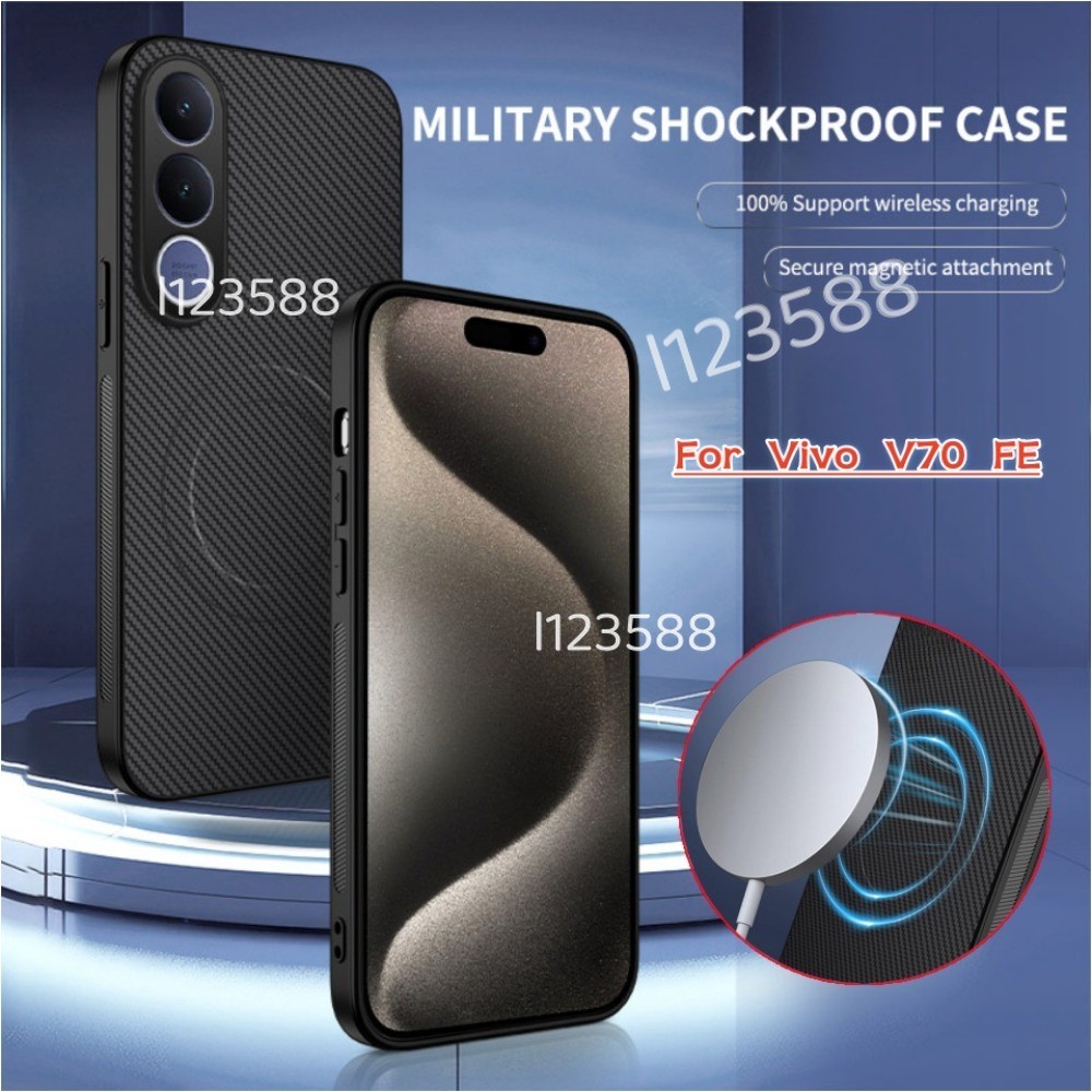 สําหรับ VivoV70FE 5G คาร์บอนไฟเบอร์รูปแบบ Sweatproof สําหรับ Vivo V70 FE 5G V70FE 2026 Anti Fingerproof ป้องกันกันกระแทกปกหลัง