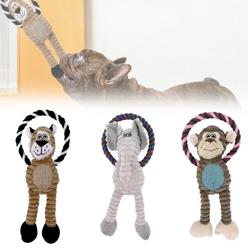 Lion Elephant Monkey Plush Squeaky Dog Toys | ทําความสะอาดฟันเคี้ยวของเล่นสําหรับสุนัขขนาดกลางขนาดเล