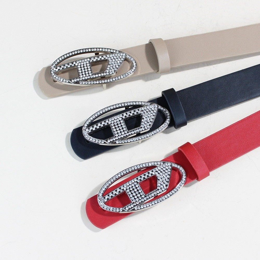 Rhinestone Letter Buckle เข็มขัดผู้หญิงกางเกงยีนส์ All-Match ตกแต่งจับคู่กระโปรงเข็มขัดฤดูร้อนฤดูใบไม้ร่วงแฟชั่นเข็มขัดผู้หญิง