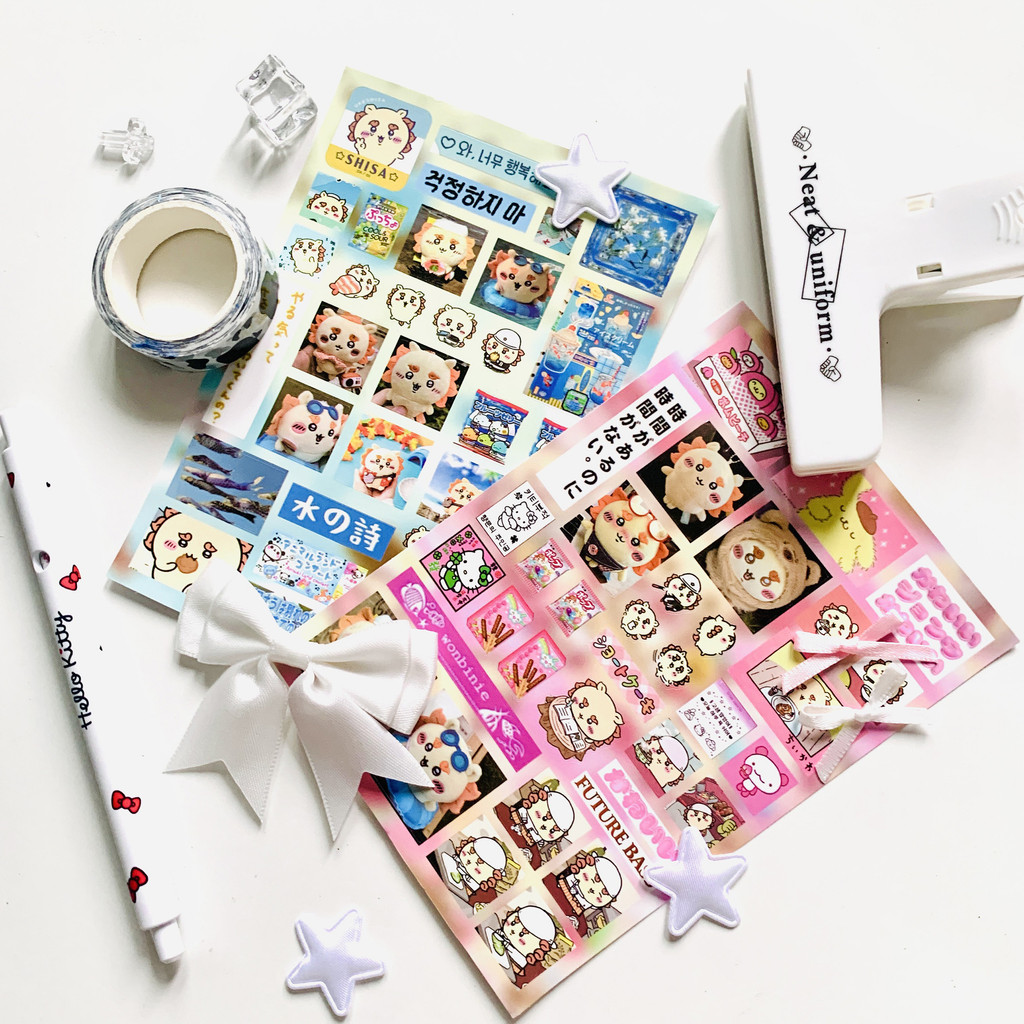 [Koo Ka]♥8 แผ่น chikawa chikawa Cut สติกเกอร์ฟิล์ม Uzachi Chestnut Steamed Bun คู่มือวัสดุสติกเกอร์กันน้ํา