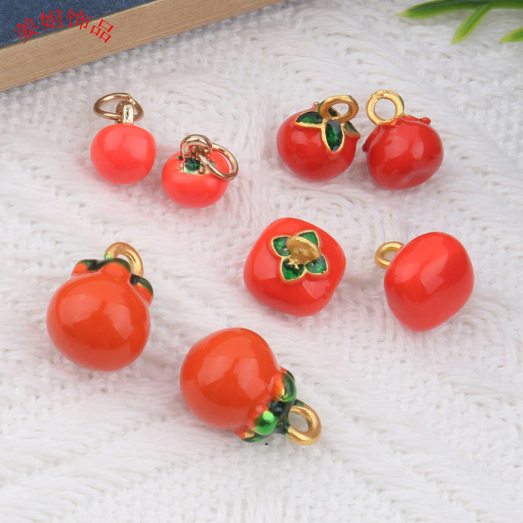 Persimmon Ruyi Essay วิธีโบราณทรายทองลูกพลับขนาดเล็กจี้สร้อยข้อมือสร้อยคอวัสดุสด diy ทรายทองอุปกรณ์เ