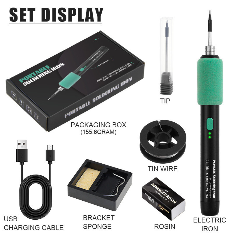 Hygge หัวแร้งบัดกรีไร้สาย 15W/5V ชาร์จ Type-C ปรับอุณหภูมิได้ 230℃-450℃ Electric Soldering Iron หัวแร้งไฟฟ้า