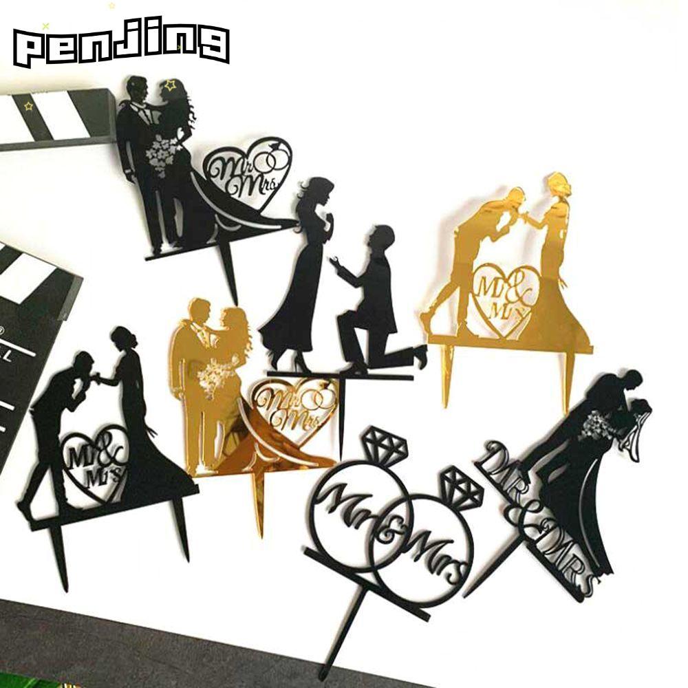 PENJING อะคริลิคตกแต่งผู้ใหญ่โปรดปราน DIY หัตถกรรมเจ้าสาวเจ้าบ่าว Mr Mr Mr Mrs