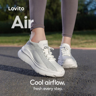 Lovito รองเท้าเดินแบบผ้าเนื้อนุ่ม น้ำหนักเบา ดีไซน์สีตัดกันส…