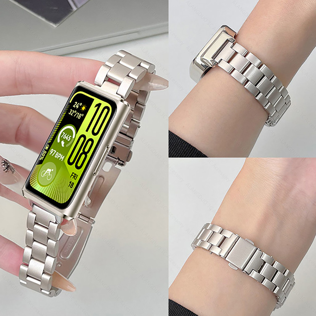 สายสแตนเลสสําหรับ Huawei Band 11 Pro หัวเข็มขัดโลหะ Watchband สมาร์ทนาฬิกาเข็มขัดเปลี่ยนสายนาฬิกาสําหรับ Huawei Band 11 11Pro