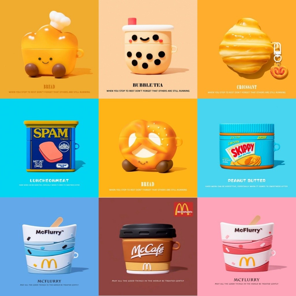 ขนมปังสตรอเบอร์รี่นม Airpods กรณีน่ารัก Air pods Pro 3 กรณี M ถ้วยกาแฟ Airpods 4 กรณี McFlurry Air p