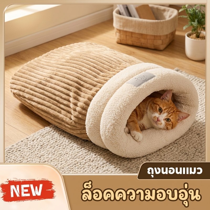 ถุงนอนแมว หลุมแมว ผ้านุ่มสบาย อบอุ่น ปลอดภัย เคลื่อนย้ายง่าย สำหรับแมว สุนัขลูก สัตว์เลี้ยงขนาดเล็ก
