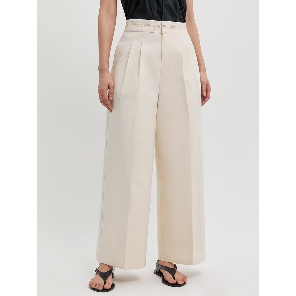 [Pomelo] กางเกงขายาวทรงกว้างจีบระบาย / Pleated Wide Leg Pants