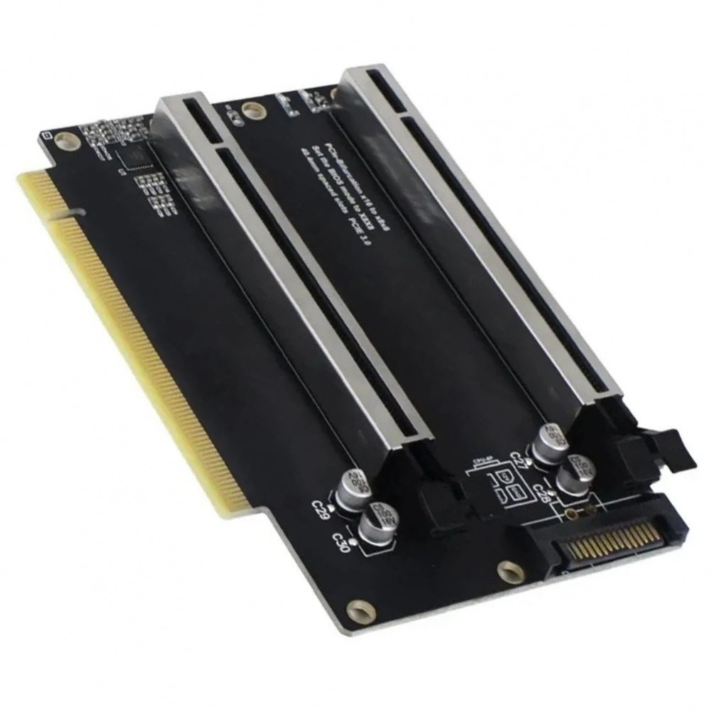 PCIe3.0 X16 Splitter Gold-plated Connector 5U Gold Fingers Metal Shielding