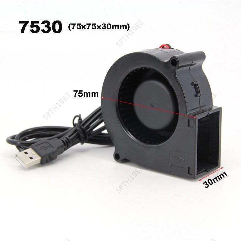 5V USB DC 7.5 ซม.7530 75x30 มม.Air turbo Blower พัดลมระบายความร้อนแบบพกพา BBQ พัดลมความเร็วสําหรับกลางแจ้ง Camping ทําอาหาร TH19B3